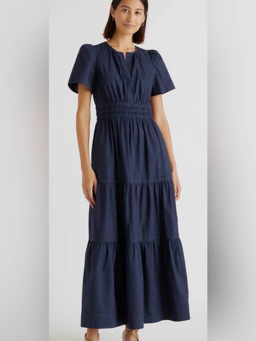 Quince 100 percent cotton poplin tiered maxi dress size XL EUC